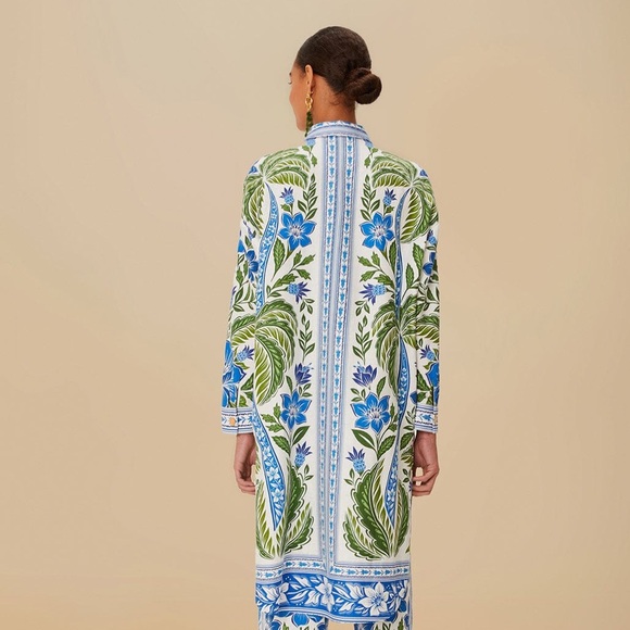 FARM Rio Off-White Tropicance Lenzing Ecovero Euroflax Chemise Top Size XS NWT - Picture 2 of 15